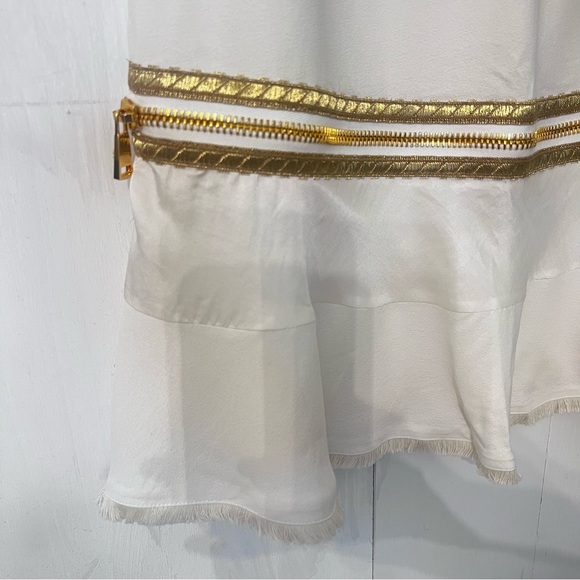 $1650 Roberto Cavalli Ivory & Gold Woven Dress 38 - Picture 10 of 16